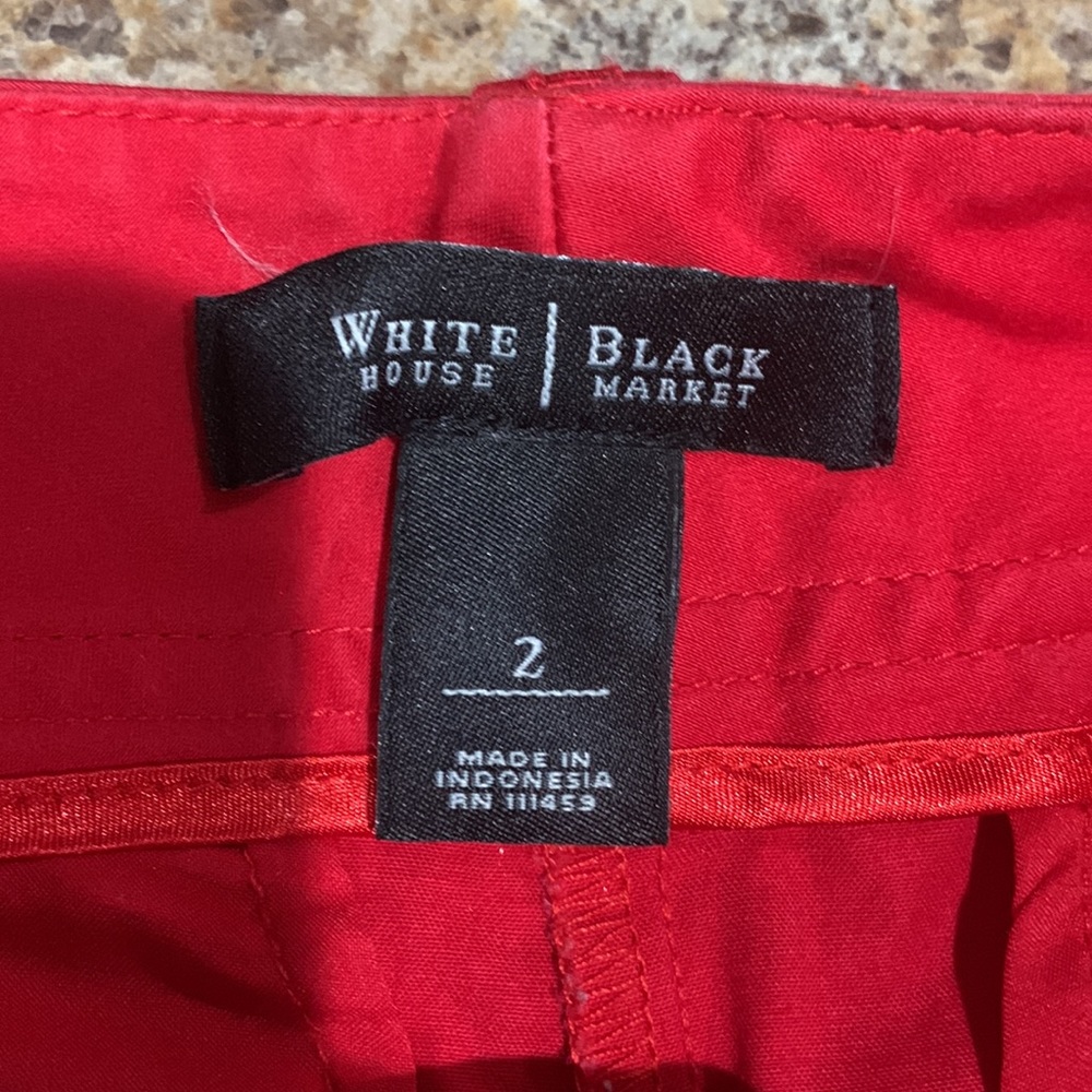 White House Black Market Red High-Rise Cuffed Shorts - Picture 2 of 7